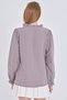 Women's Mink Collar and Ruffle Detail on the Front, Elastic Sleeves, Long Sleeve Blouse Arm-25K001030 - 6