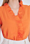 Women's Orange Collar and Ruffled Sleeves Blouse Arm-25Y001063 - 6