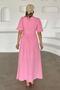 V-Neck Waist Tie Muslin Dress Pink 9354-E - 8