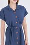 Women's Navy Blue Short Sleeve Shirt Dress with Belt Arm-25Y001065 - 4
