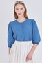 Women's Dark Blue Crew Neck Quarter Sleeve Shirt Arm-25Y001062 - 6