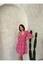 V-Neck Short Sleeve Waist Seated Dress Misselb9092 - 3