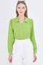 Women's Pistachio Green V-Neck Balloon Sleeve Wrap Shirt Arm-25K001088 - 4