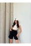 Black, Muslin Fabric, Pockets, Elastic Waist, Women's Midi Length, Summer Shorts - 5