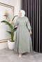 Women's Mint Hijab Clothing Shirt Detailed Striped Viscose Crashed Dress Double Suit - 9