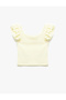 Square Neck Ruffled Butterfly Sleeve Blouse - 2
