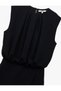 Crepe Fabric Sleeveless Crew Neck Double Breasted Shorts Skirt Detail Mini Dress - 5