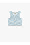 Crew Neck Sleeveless Floral Patterned Crop Tank Top