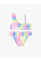Ruffle One Shoulder Thin Strap Bikini Set - 2