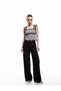 Lace Detailed Gingham Square Neck Sleeveless Ruffled Wrap Crop Blouse - 2