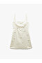 Square Neck Sleeveless Applique Flower Detail Satin Slim Fit Jewel Mini Evening Dress - 4