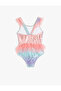 Ruffled Tulle Detailed Mermaid Printed Strap Swimsuit - 2