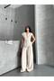 Women's Belted Vest Palazzo Pants Suit - 3