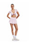 V-Neck Gather Detailed Modal Blend Crop Sports T-Shirt