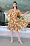 Double Breasted Collar Flange Sleeve Chiffon Dress 5Y346