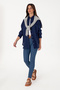 Women's Navy Blue Long Sleeve Linen Tunic Shirt 50299794-Vr033 - 4