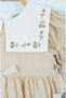 Beige Flower Embroidered and Lace Cotton Lined Baby Dress (9-24 Months) - 5