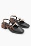 Women's Shoes Pearl Bow Detailed Women's Short Heeled Open Back Women's Shoes Ballerina Black Tan - 3