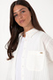Women's White Long Sleeve Striped Tunic Shirt 50299320-Vr013 - 2