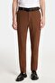 Men's Slim Fit Chino Stretchable Side Pocket Front Zipper Cotton Textured Brown Trousers