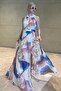 Blue Patterned Slit Long Length Women's Dress Mg2477 - 3
