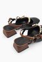Women's Shoes Pearl Bow Detailed Women's Short Heeled Open Back Women's Shoes Ballerina Black Tan - 6