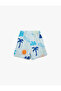 Cotton Pocket Detailed Waist Lace-Up Printed Shorts - 2