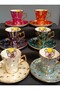 Drop Violet Porcelain Hand Decor Painting Cup Set - 2