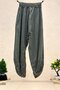 Waist elasticated hem embroidered loose linen trousers - 2
