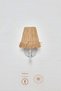 Raffia Fringed Bohemian Wicker Wired Wall Lighting Sconce - Lower White