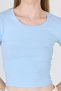 Blue Crew Neck Basic Crop T-Shirt 9200m - 4