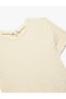 Basic Short Sleeve Crew Neck Textured Crop T-Shirt Wrinkled - 3