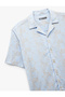 Classic Collar Cotton Short Sleeve Floral Print Shirt - 6