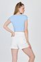 Blue Crew Neck Cotton Slim Fit Crop T-Shirt 9199m - 5