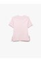 Ribbed Short Sleeve Crew Neck Cotton Bow T-Shirt - 2