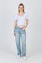 White U-Neck Cotton Slim Fit T-Shirt 9186m - 2