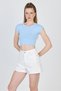 Blue Crew Neck Cotton Slim Fit Crop T-Shirt 9199m - 3