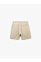 Viscose Pocket Detailed Rayon Waist Lace up Bermuda Chino Shorts - 4