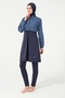 Women's Lycra Full Covered Hijab Swimsuit 21111-25 Dark Navy Blue - 3