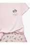 Viscose Fabric Crew Neck Short Sleeve Floral Shorts Pajamas Set - 6
