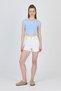 Blue Crew Neck Cotton Slim Fit Crop T-Shirt 9199m - 2