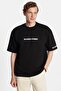 Men's Oversize Wide Cut Cotton Printed Crew Neck Black T-Shirt