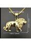 Yiwu Gold & Silvery Lion Necklace for Men - Detailed Alloy Animal Jewelry - 4