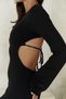 Sariah Window Detail Black Knitwear Dress - 8