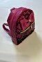 Fuchsia Bow Tie Detailed Gold Zippered Children's Bag Children's Backpack School Bag Children's Accessory - 3
