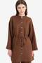 100% Linen Regular Fit Lace-Up Long Sleeve Hijab Shirt Tunic D4394Ax25Sm