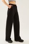 Women's Black High Waist Lace Up Elastic Waist Wide Leg Sweatpants - 2