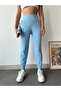 Women's Blue High Waist Stretchy Jogger Sweatpants - 5