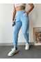 Women's Blue High Waist Stretchy Jogger Sweatpants - 6