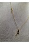 Gold Color Steel Letter a Necklace and Earring Set - 3